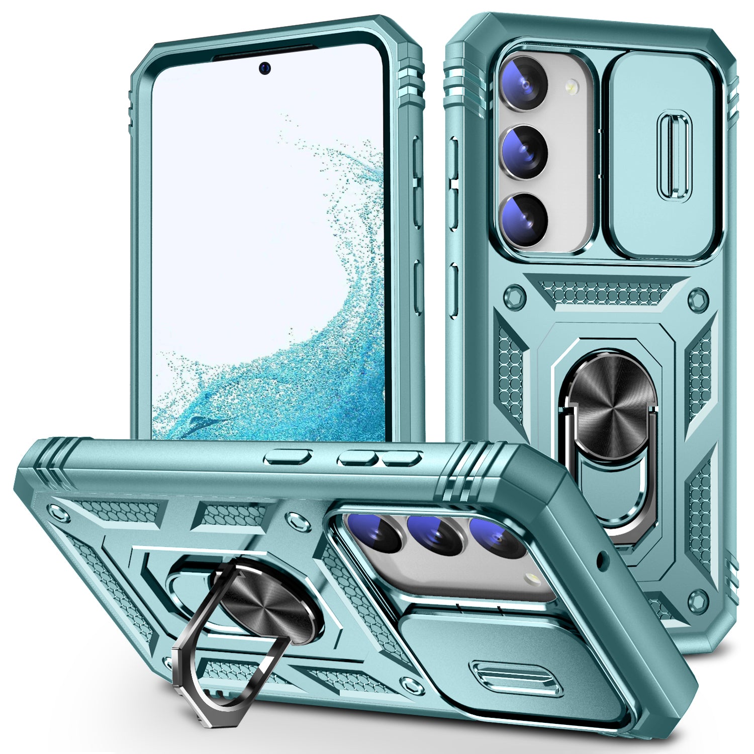 For Samsung Galaxy S23 Anti-fall Phone Case with Ring Kickstand Card Holder Phone Back Cover with Sliding Camera Lid For Samsung Galaxy S23 Anti-fall Phone Case with Ring Kickstand Card Holder Phone Back Cover with Sliding Camera Lid